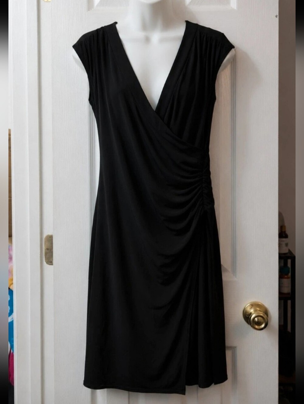 Laundry By Design Black Faux Wrap Dress Women Size 10